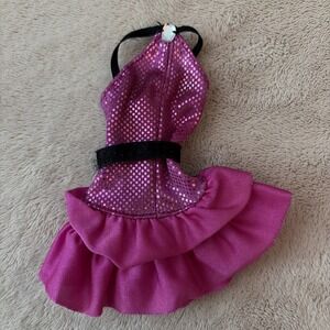 Barbie Life In The Dream House Cold Shoulder Halter Dress Pink Shimmer B11